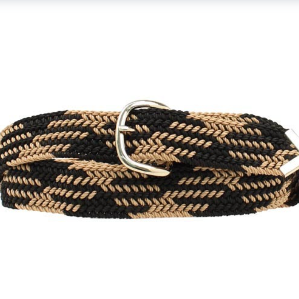 Black & Tan Nylon Braided Belt