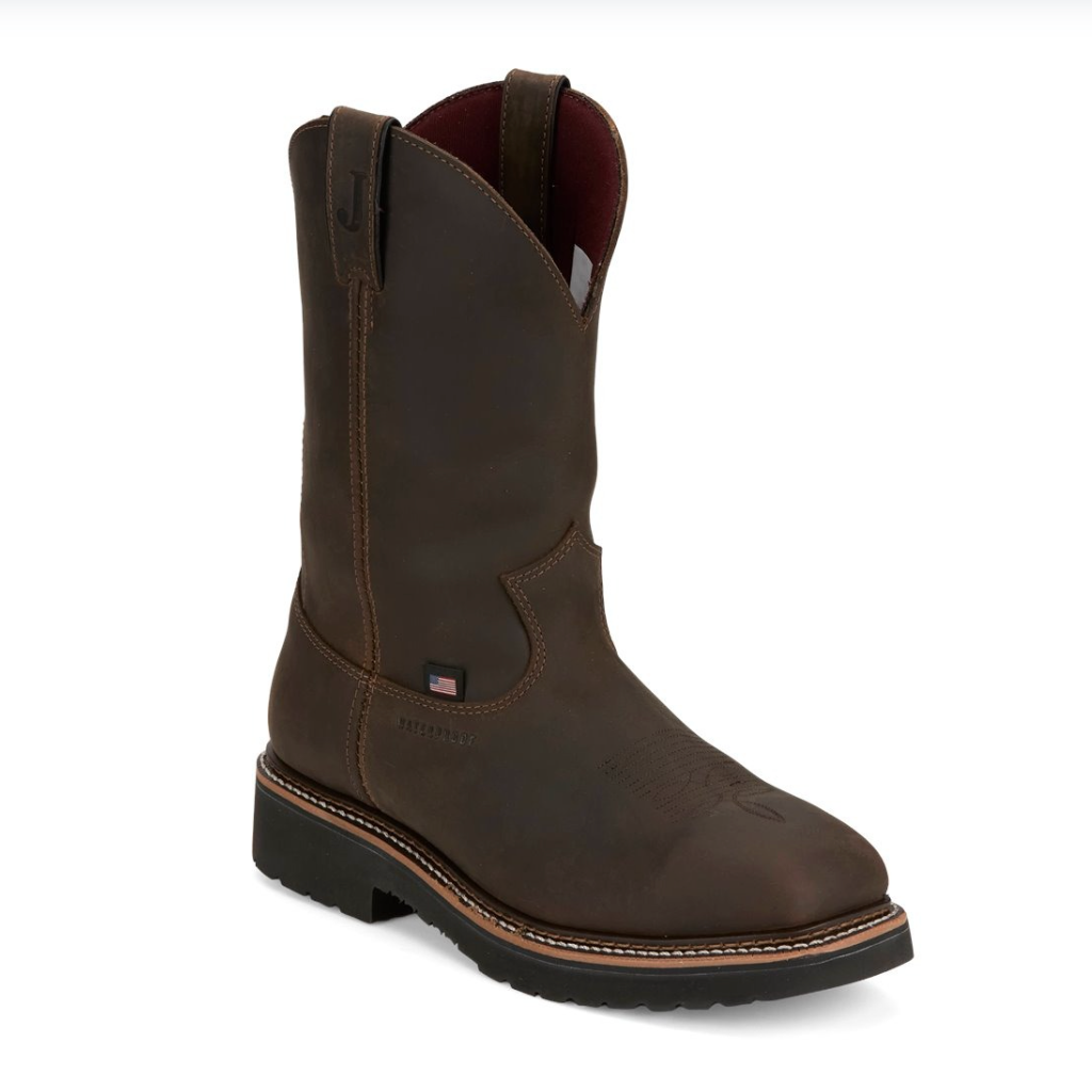Justin Men's 11" Billings Waterproof Square Steel Toe Boot in Hickory Brown