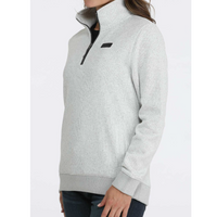 Cinch Women's Quarter Zip Sweater in Light Grey