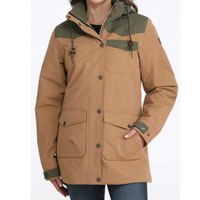 Cinch Women's Hooded Barn Coat in Brown/Olive