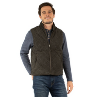 Scully Men's Quilted Leather Reversible Vest in Charcoal