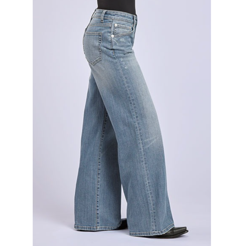 Stetson Women's No. 675 Mid Rise Wide Leg Jean in Light Wash