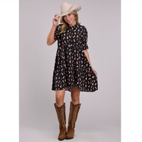 Roper Women's Boot Print Baby Doll Dress in Black