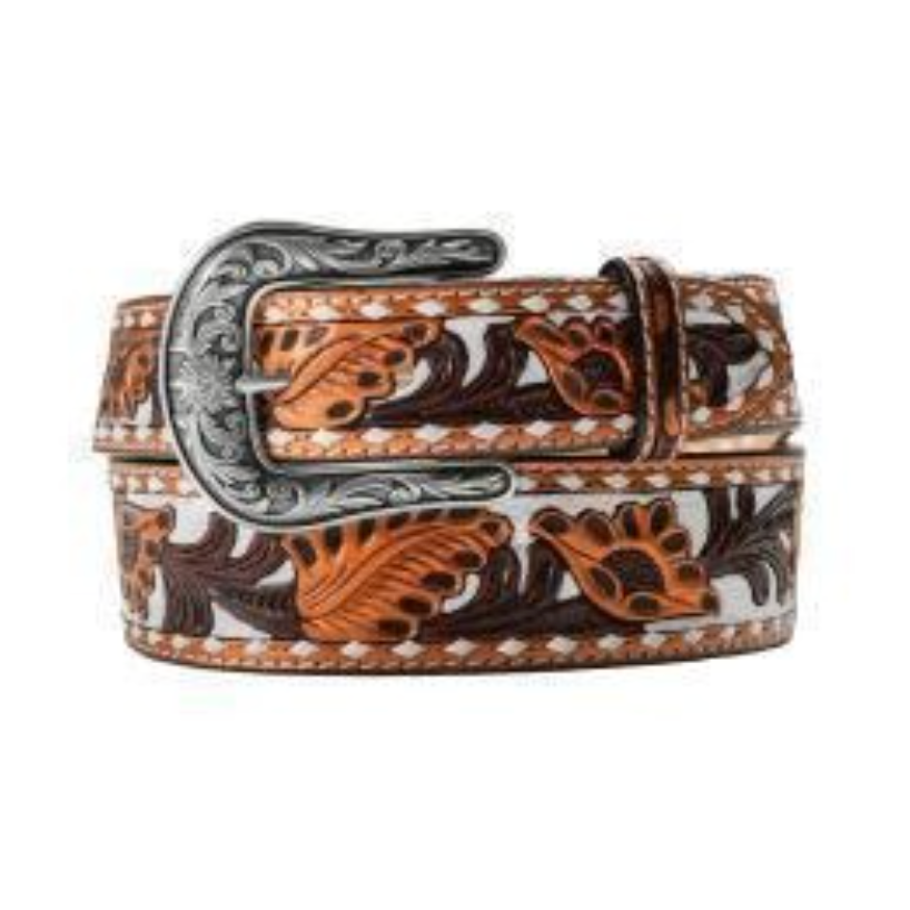 Nocona Women's Hand Tooled Painted Floral Copper Belt