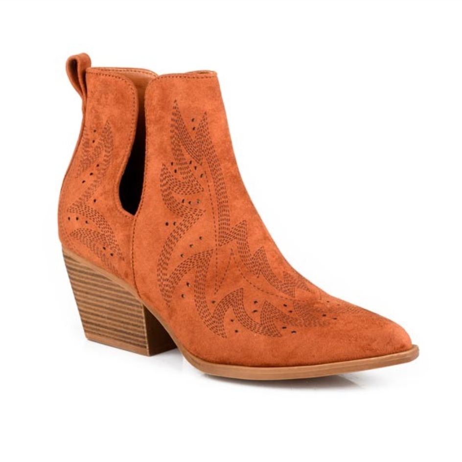 Roper Women's Olivia Fashion Bootie in Cognac Suede