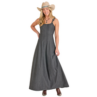 Rock & Roll Denim by Panhandle Slim Women's Buckle Strap Denim Maxi Dress in Black