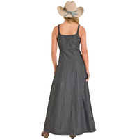 Rock & Roll Denim by Panhandle Slim Women's Buckle Strap Denim Maxi Dress in Black