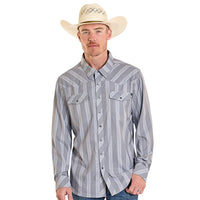 Rock & Roll Denim Men's L/S TEK Stripe Snap Shirt in Grey