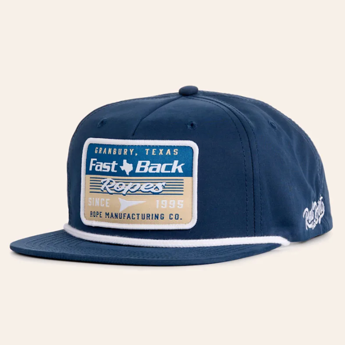 Fast Back Men's Embroidered Patch Trucker Cap in Navy