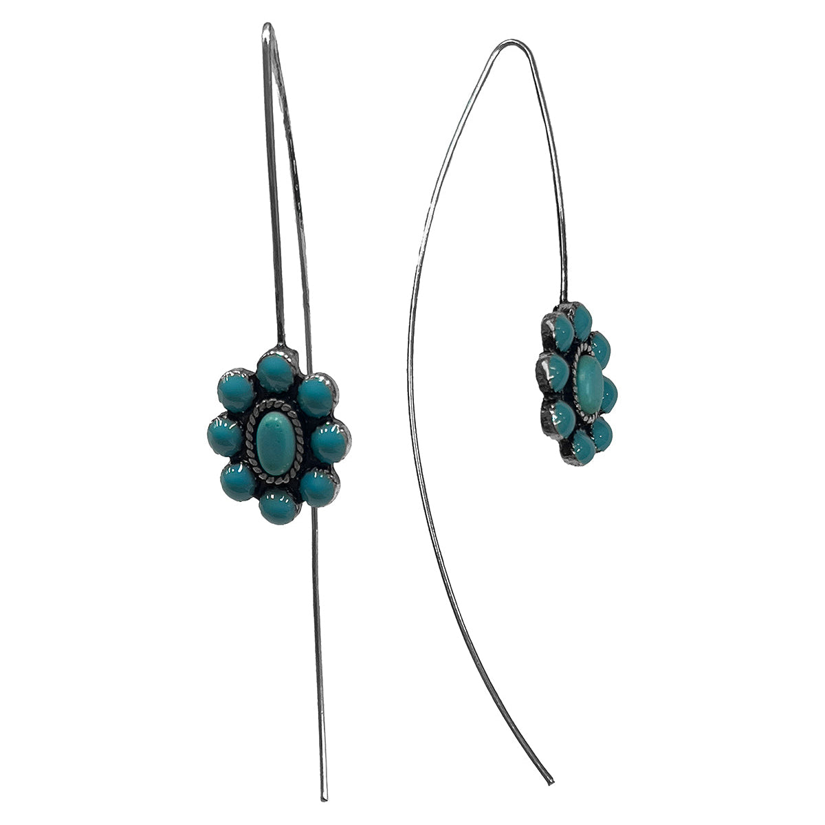 Silver Strike Turquoise Flower Earrings