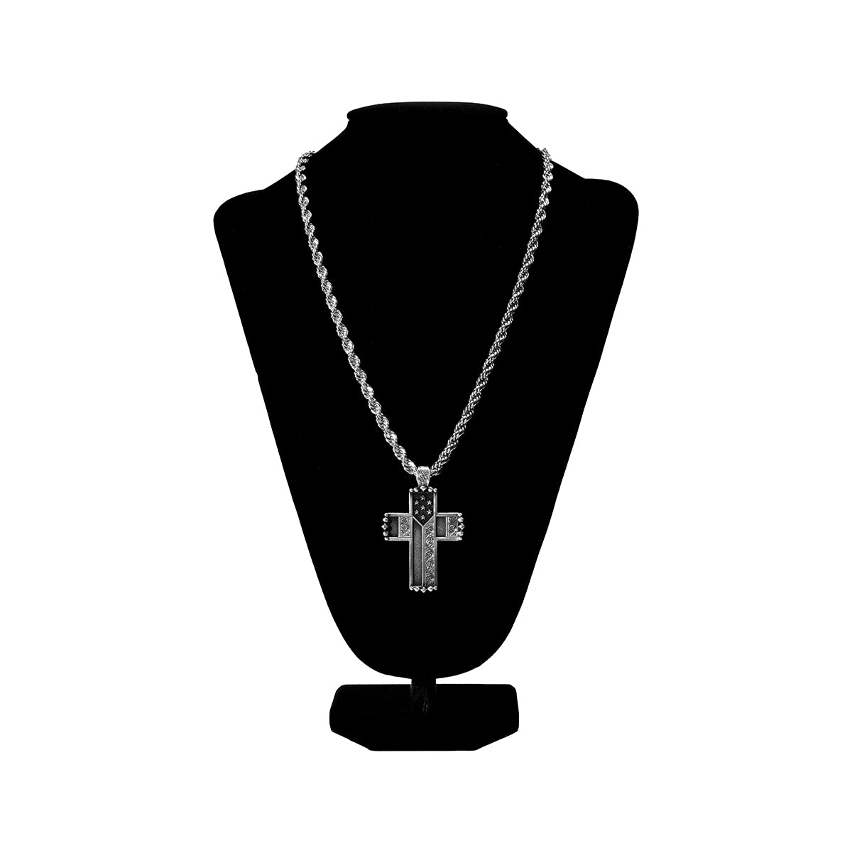 Silver Strike Men's 24" Beaded Cross Necklace