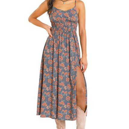 Rock & Roll Denim Women's Floral Print Midi Dress