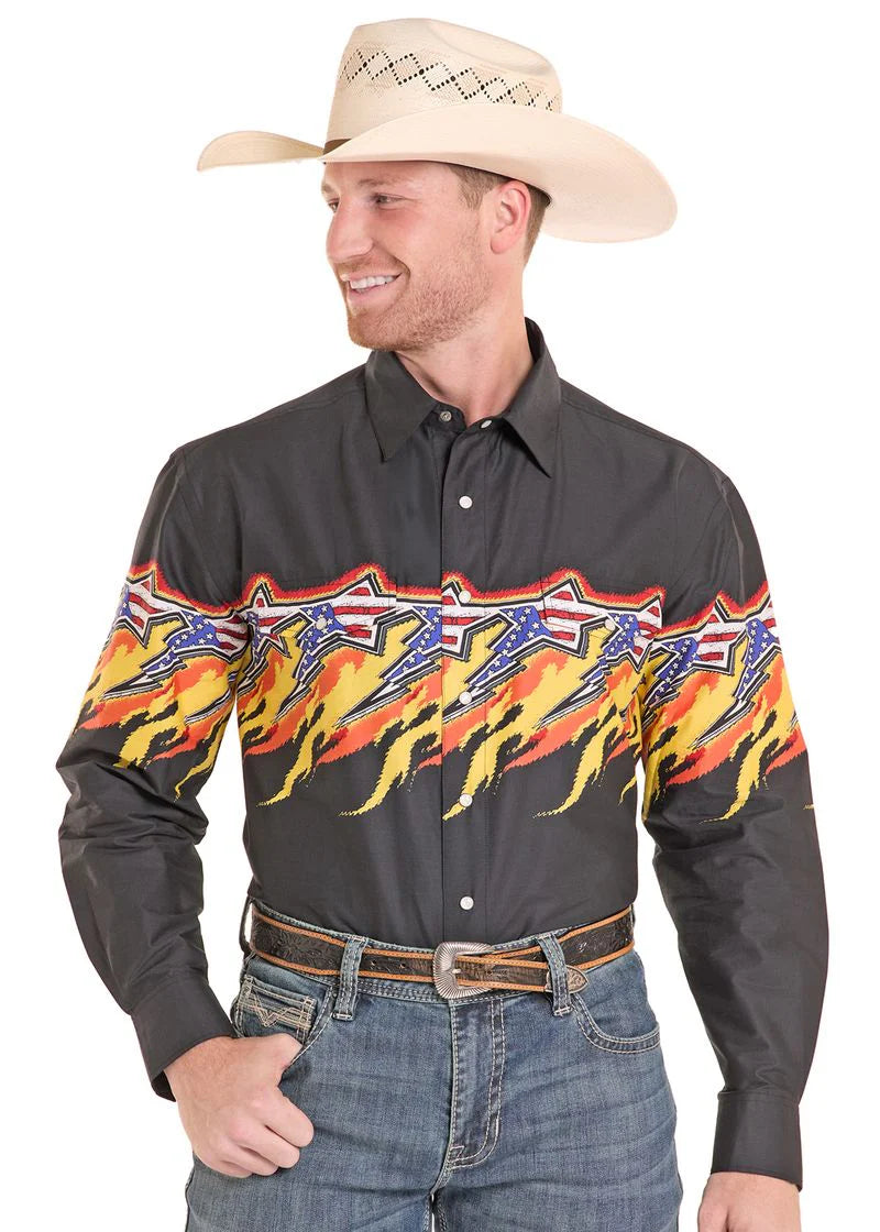 Panhandle Slim Men's L/S Western Snap Shirt in Black