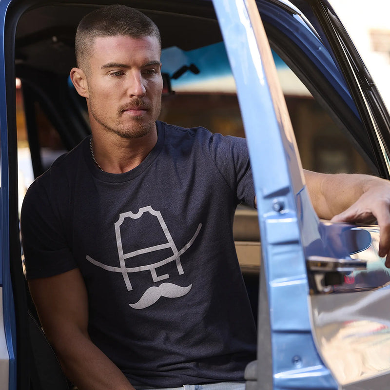 Cowboy Cool "Hank" Graphic Logo Tee in Midnight Navy