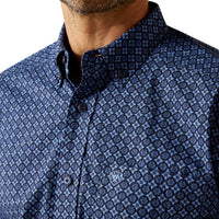 Ariat Men's Talon L/S Classic Fit Western Button Down Shirt in Dark Blue Geometric Floral (Available in Tall Sizes)