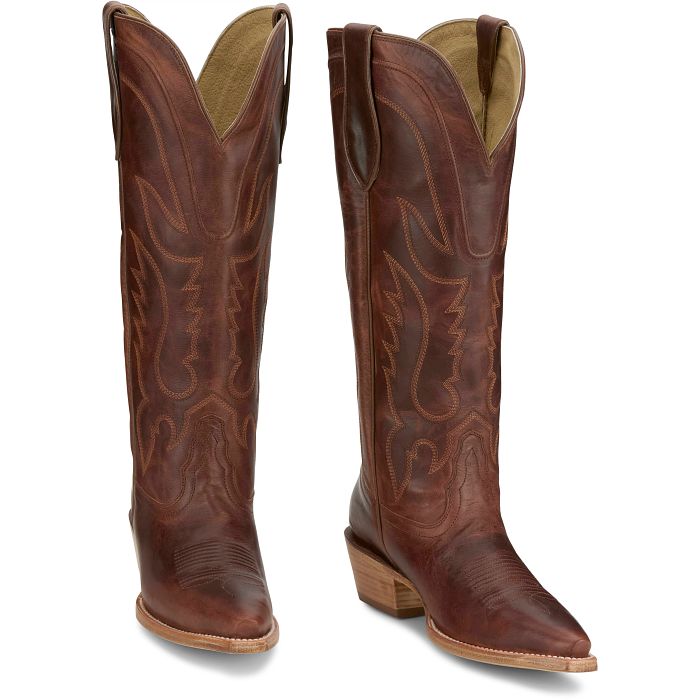 Tony Lama Women's Jess 15" Western Boot in Cognac Goat