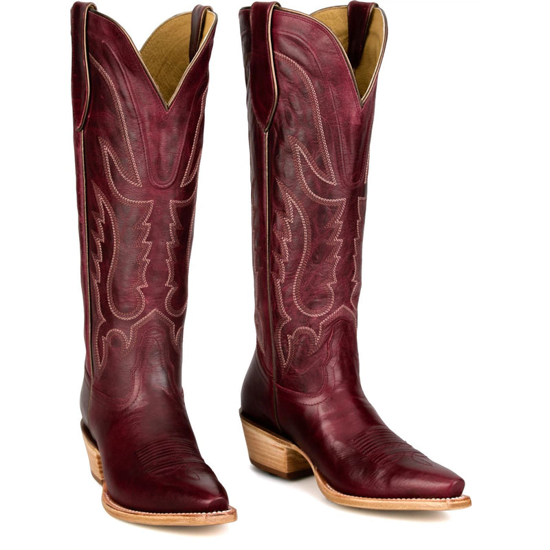 Tony Lama Women's Jess 15" Western Boot in Wine Goat