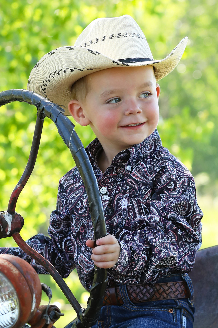 Cinch Baby & Toddler Boy's L/S Paisley Print Button Down Shirt in Purple