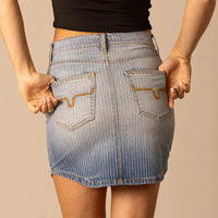 Kimes Ranch Women's Tory Pinstripe Mini Skirt in Light Wash