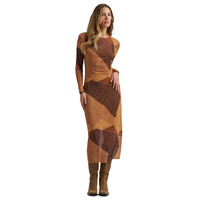 Wrangler Retro Women's L/S Leopard Print Mesh Maxi Dress in Brown