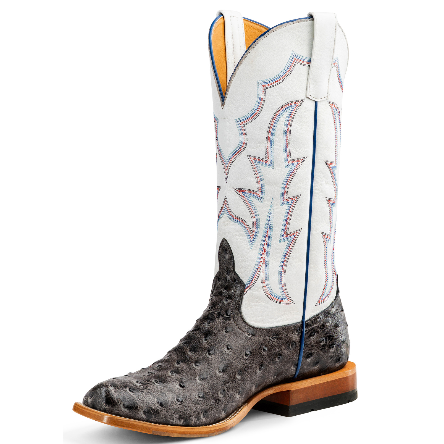 Horse Power Men's Grey Ostrich Print Western Boot
