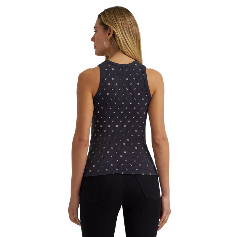 Wrangler Retro Women's Printed Slim Goddess Tank in Black Horseshoe