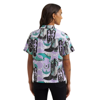 Wrangler Women's S/S Cowgirl Camp Shirt in Purple