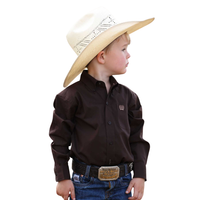 Cinch Baby & Toddler Boy's L/S Solid Button Down Western Shirt in Brown