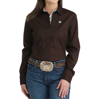 Cinch Women's L/S Stretch Western Button Down Shirt in Brown
