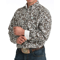 Cinch Men's L/S Classic Fit Paisley Button Down Western Shirt in White