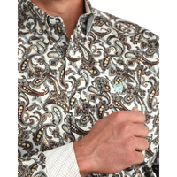 Cinch Men's L/S Classic Fit Paisley Button Down Western Shirt in White