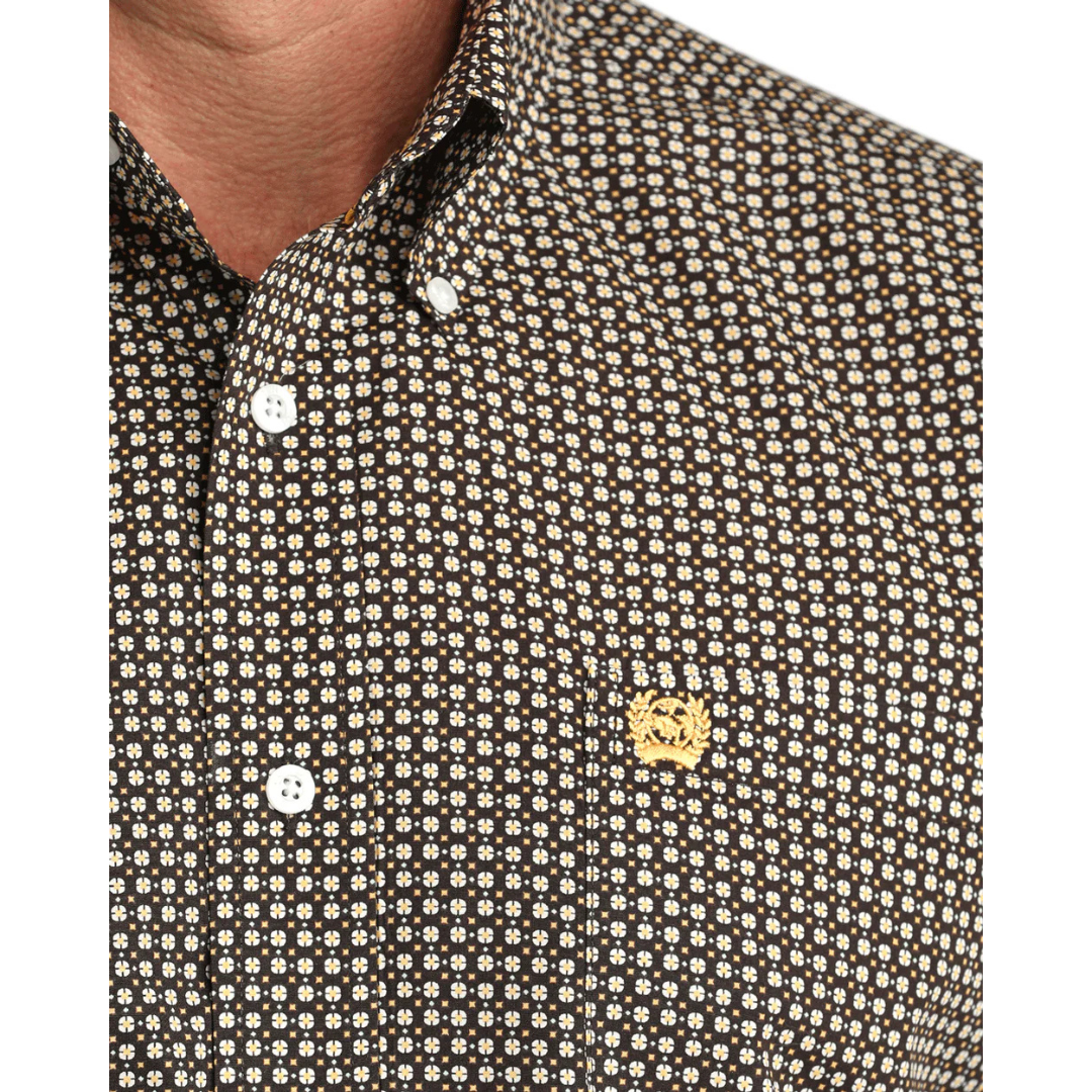 Cinch Men's L/S Classic Fit Medallion Button Down Western Shirt in Brown