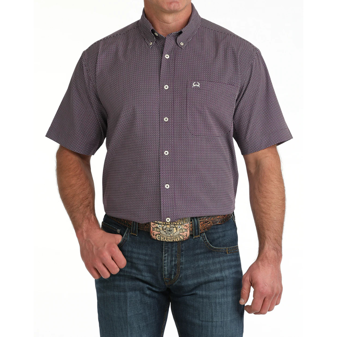 Cinch Men's S/S Arenaflex Western Button Down Shirt in Purple