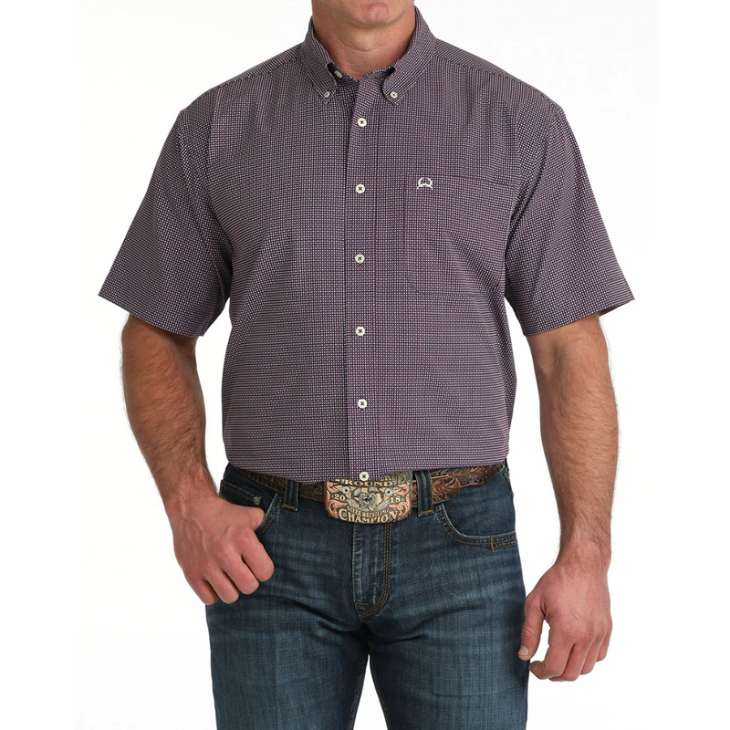 Cinch Men's S/S Arenaflex Western Button Down Shirt in Purple