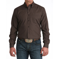 Cinch Men's L/S Modern Fit Geo Print Western Button Down Shirt in Brown