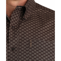 Cinch Men's L/S Modern Fit Geo Print Western Button Down Shirt in Brown