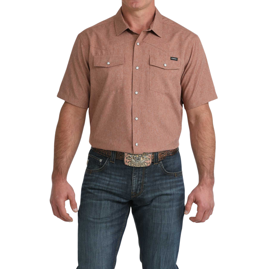 Cinch Men's Camp Shirt in Light Brown