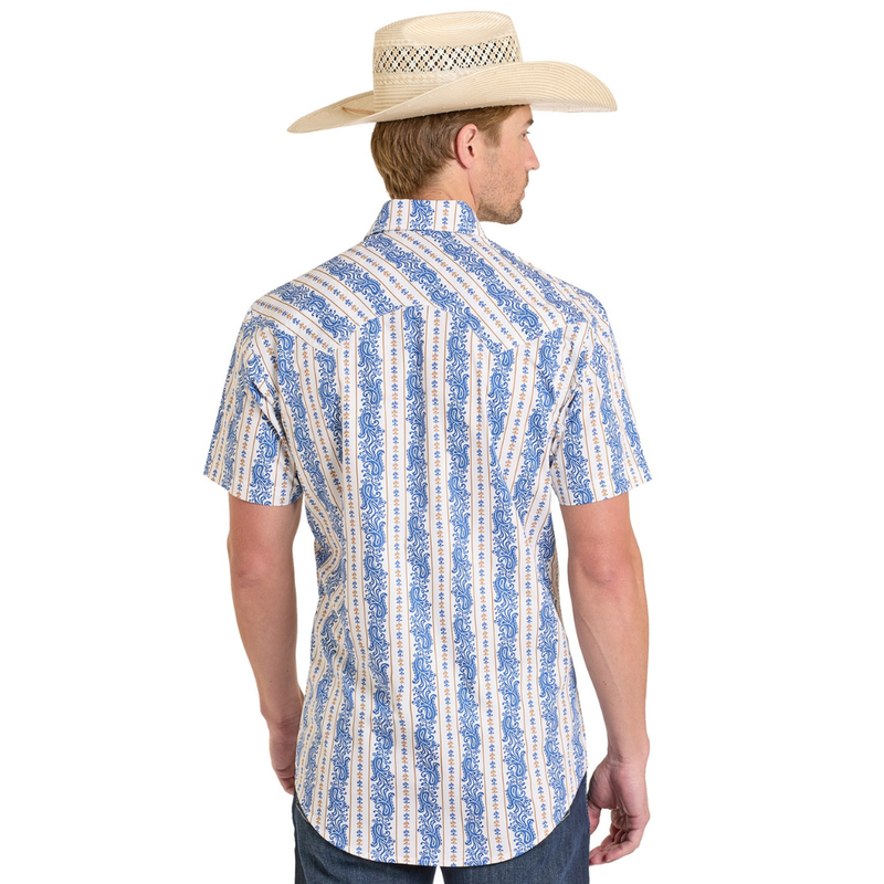 Rock & Roll Denim Men's S/S Paisley Stripe Snap Shirt