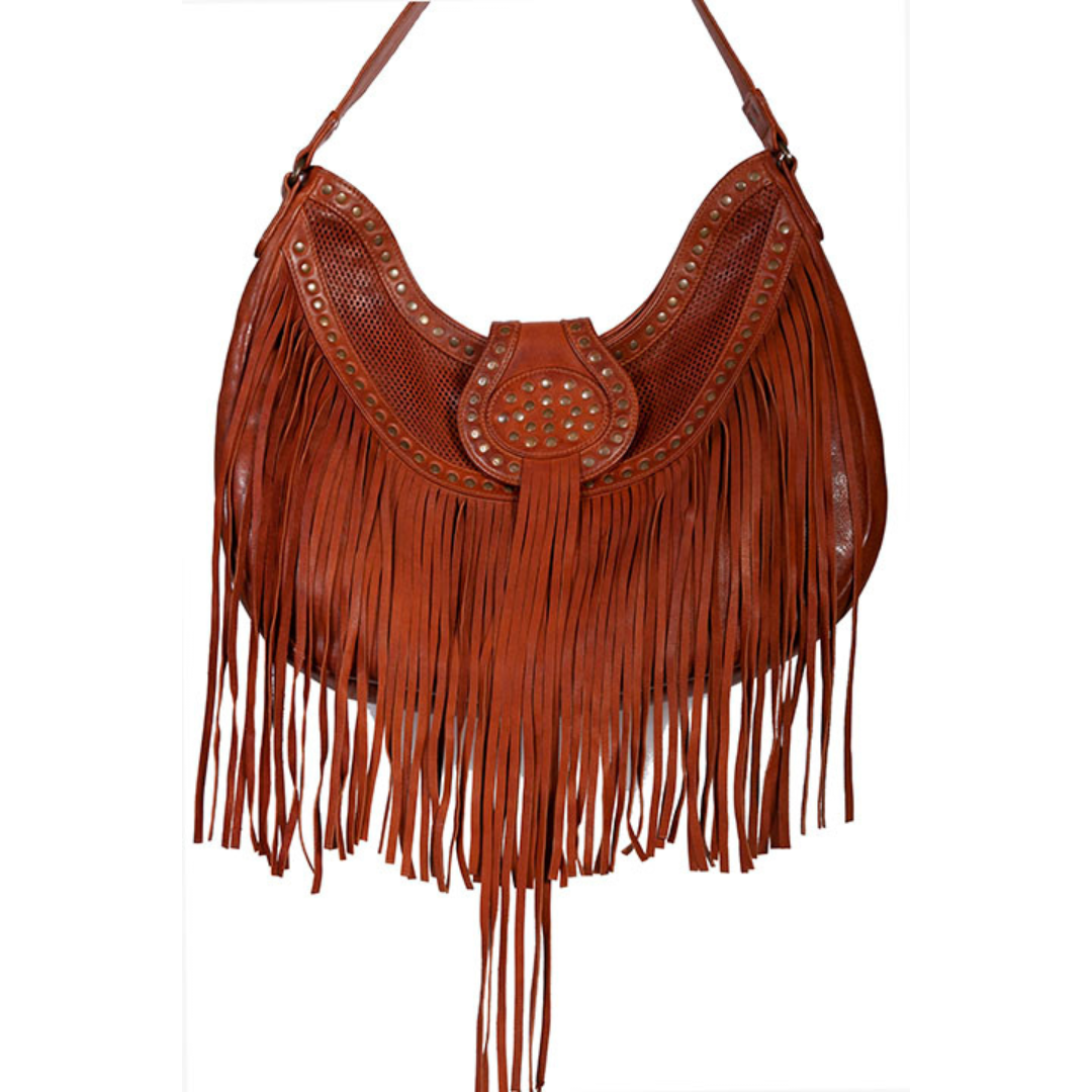 Scully Leather Fringe and Studded Handbag