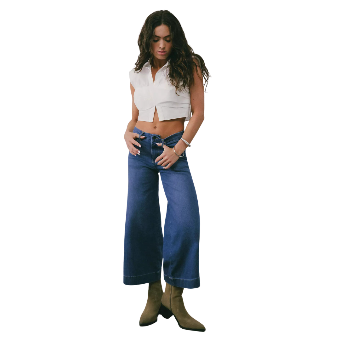 Wrangler Women's Bespoke High Rise Wide Leg Cropped Jean in Miranda