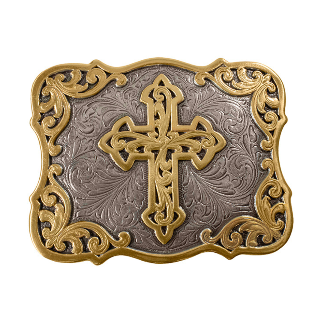 Blazin Roxx Women's Rectangle Cross Filigree Belt Buckle
