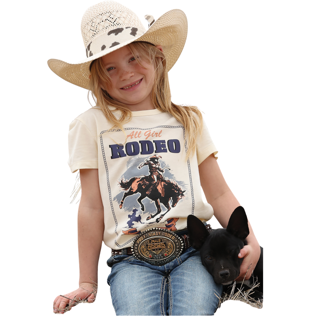 Cruel Girl's Youth "All Girl Rodeo" Graphic Tee in Cream