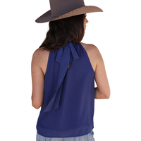 Cruel Women's Geometric Print Halter Blouse in Blue