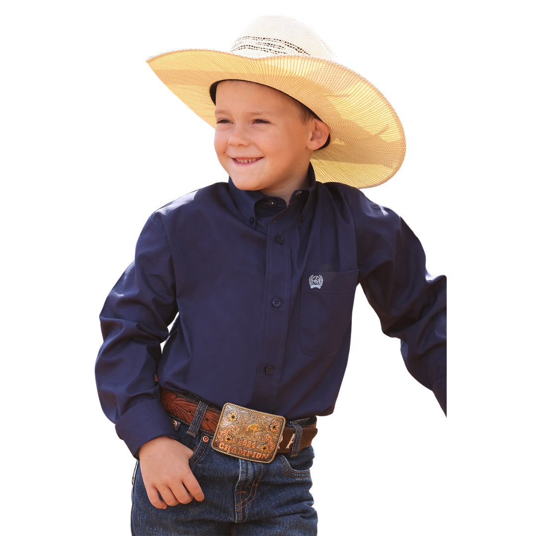 Cinch  Boy's L/S Solid Button Down Western Shirt in Roy