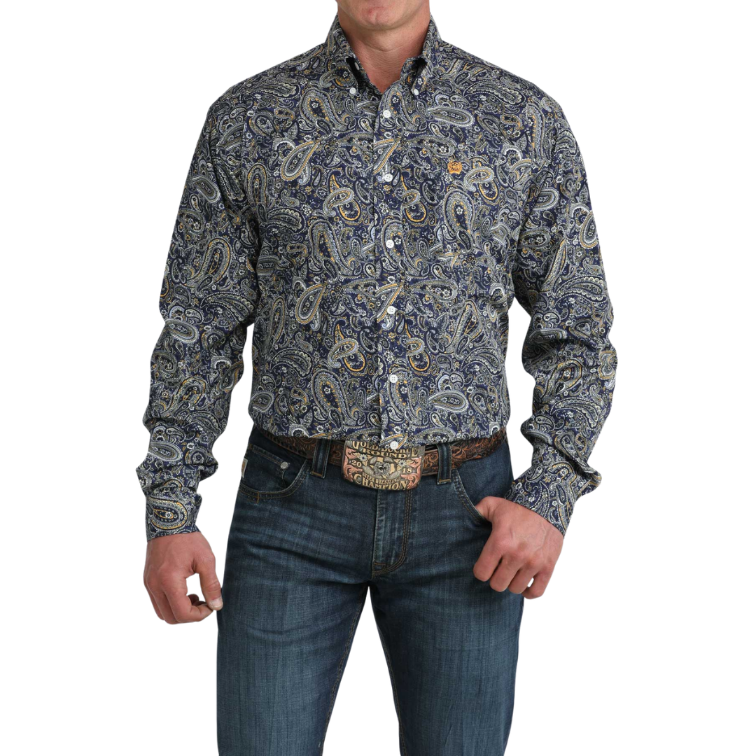 Cinch Men's L/S Classic Fit Button Down Western Shirt in Royal Paisley