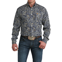 Cinch Men's L/S Classic Fit Button Down Western Shirt in Royal Paisley