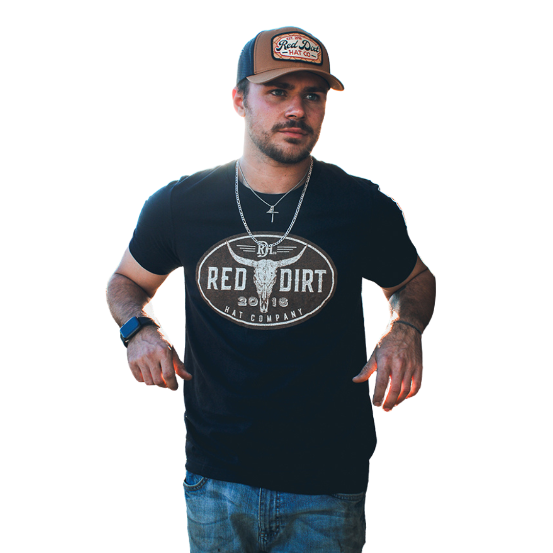 Red Dirt Hat Co. "Steer Clear" Men's Graphic T-Shirt in Black