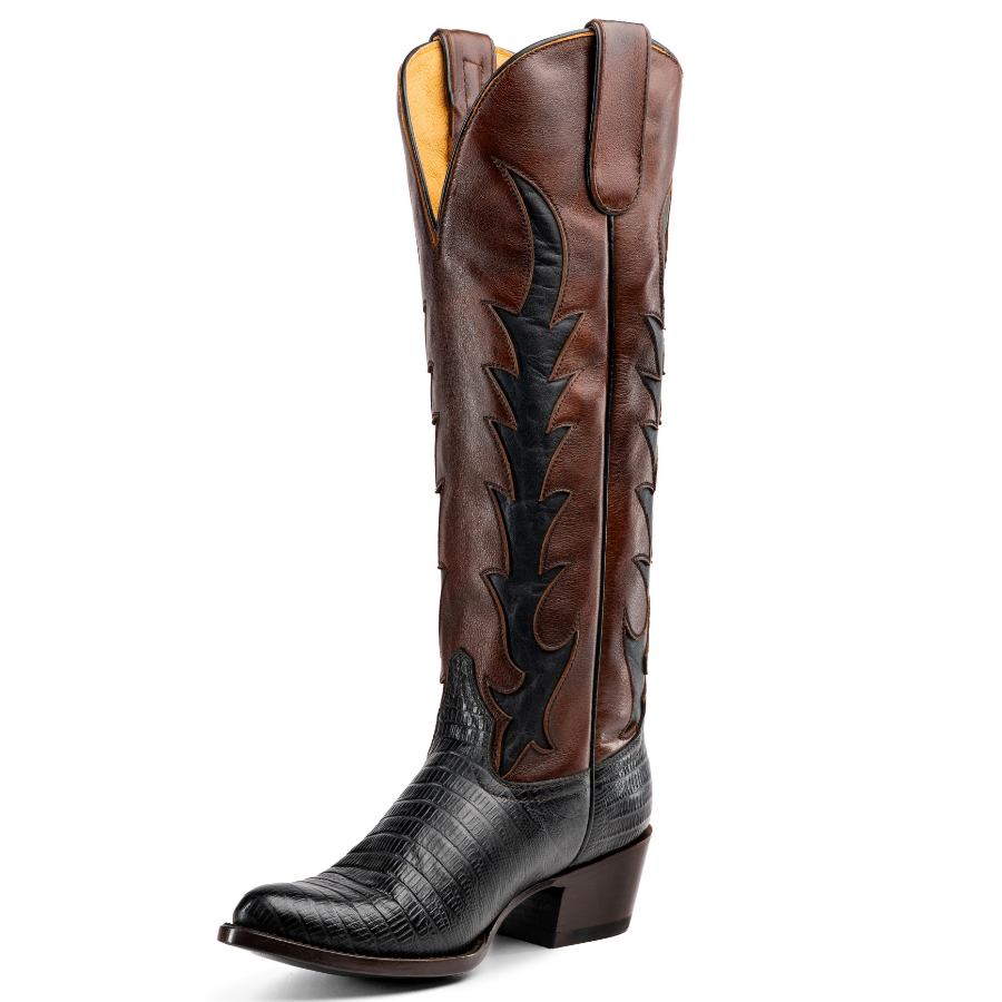 Macie Bean Women's Midnight Maverick Lizard Print Boot in Black/Brown