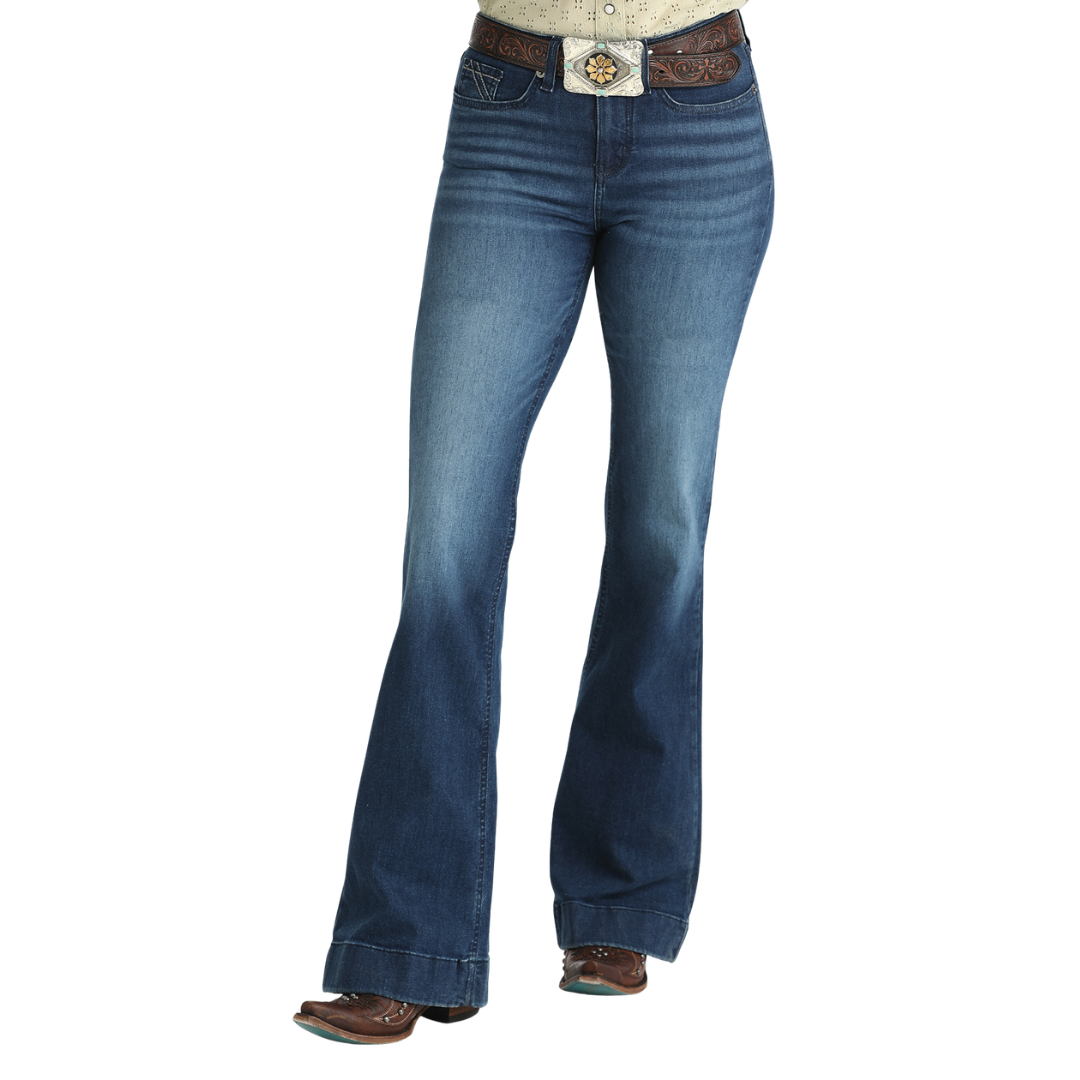 Cruel Women's Mila Moderate Rise Trouser Jean in Dark Stone Wash
