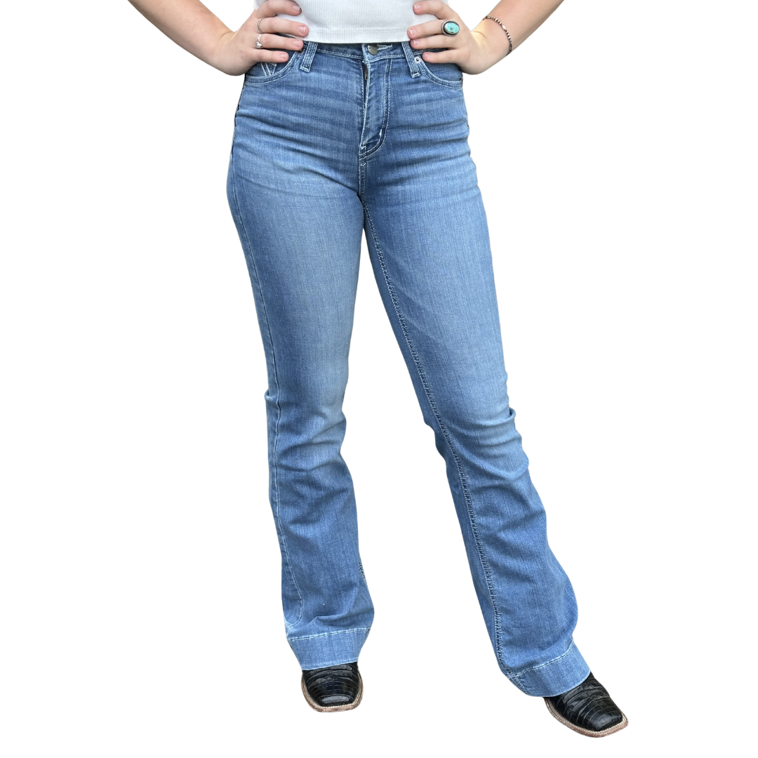 Cruel Women's Mila Moderate Rise Trouser Jean in Medium Stone Wash